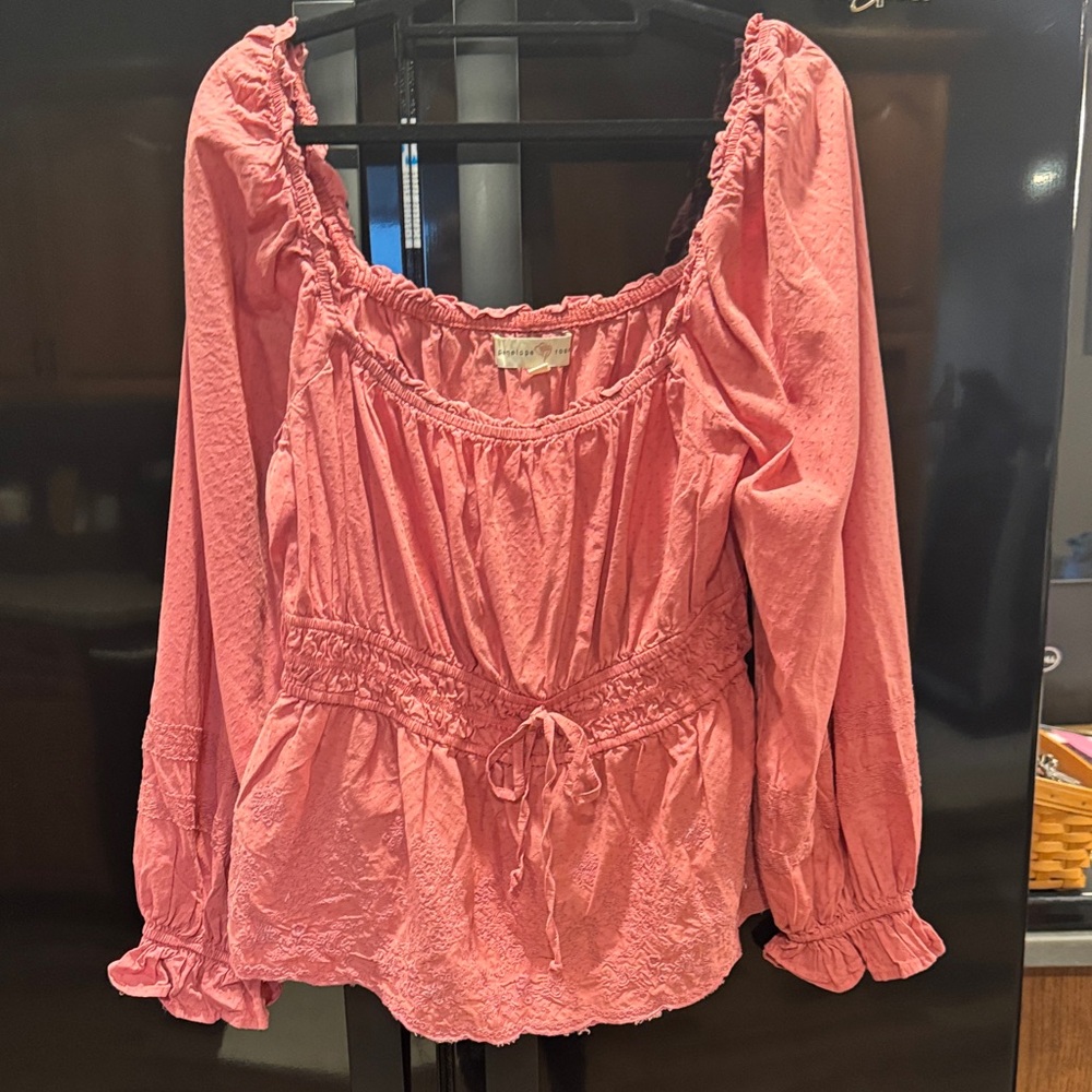 Penelope Rose EUC Elegant Pink Ruffled Blouse
